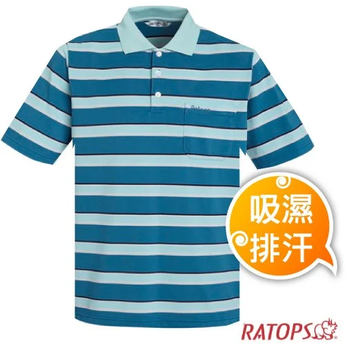 【瑞多仕-RATOPS】男款 COOLMAX 輕量透氣短袖條紋POLO衫.抗UV/DB8948 靛藍/米灰/湖綠/深藍色✿30E010